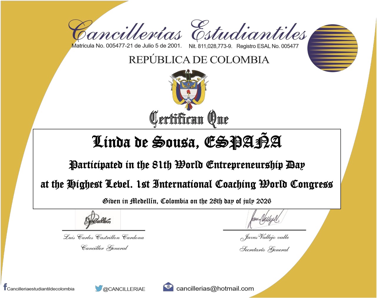 Certificado de participación